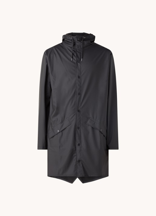 Rains Regenjack met capuchon en klepzakken - unisex - voorkant zwart