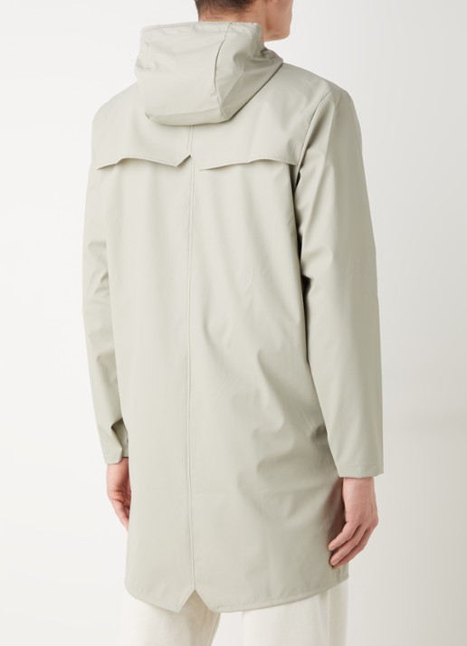 Rains Regenjack met capuchon en klepzakken - unisex - achterkant 4 lichtgrijs