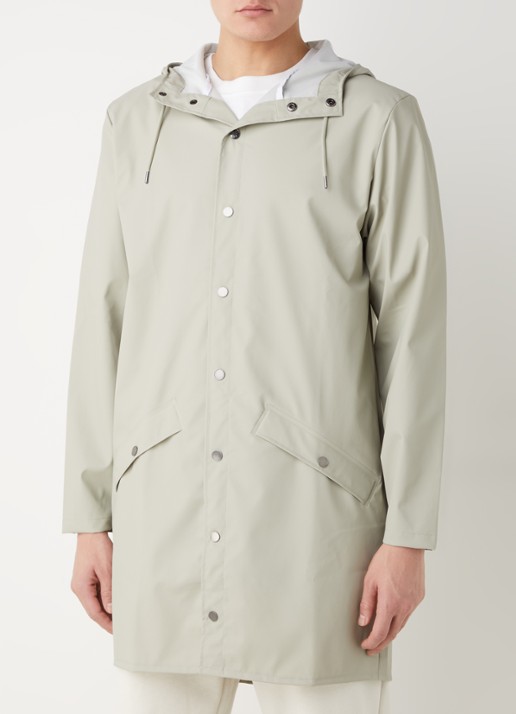 Rains Regenjack met capuchon en klepzakken - unisex - detail 3 lichtgrijs