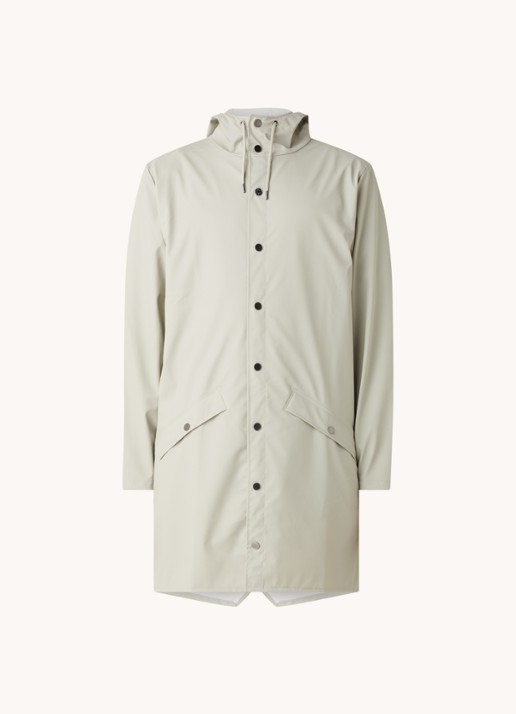 Rains Regenjack met capuchon en klepzakken - unisex - voorkant lichtgrijs