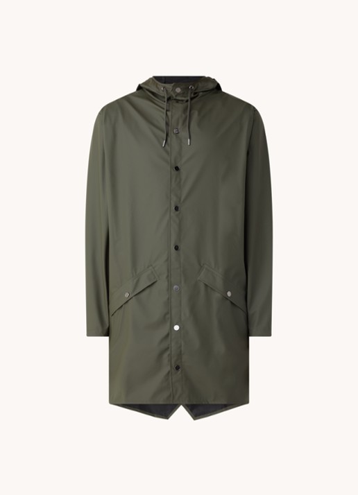 Rains Regenjack met capuchon en klepzakken - unisex - voorkant 2 groen