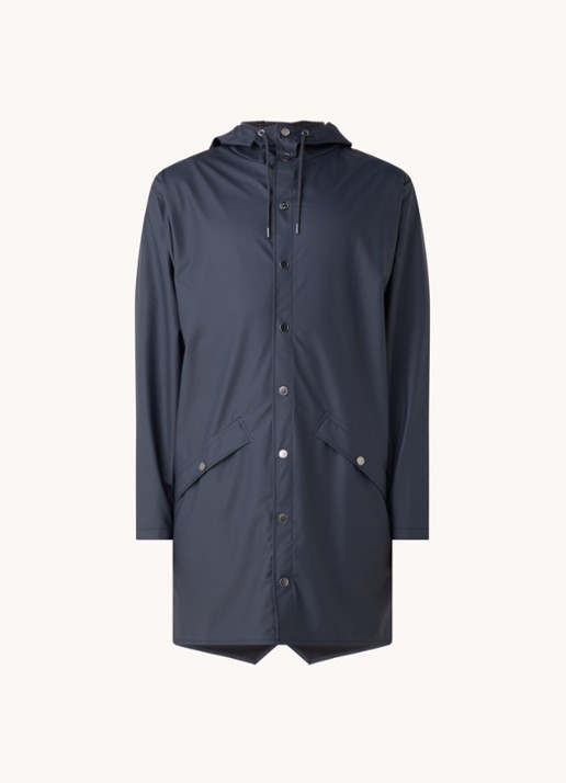 Rains Regenjack met capuchon en klepzakken - unisex - voorkant 3 donkerblauw