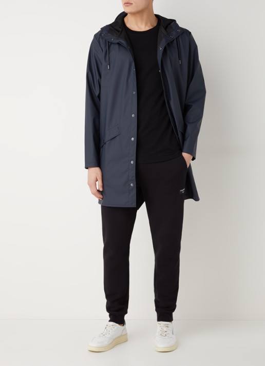 Rains Regenjack met capuchon en klepzakken - unisex - voorkant 4 donkerblauw