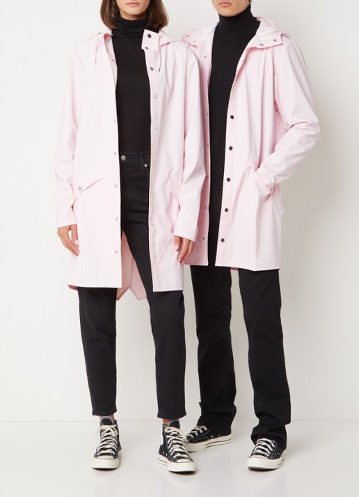 Rains Regenjas met capuchon en klepzakken - unisex - voorkant 6 lichtroze