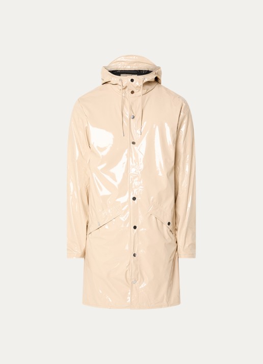 Rains Regenjas met capuchon en klepzakken - voorkant beige