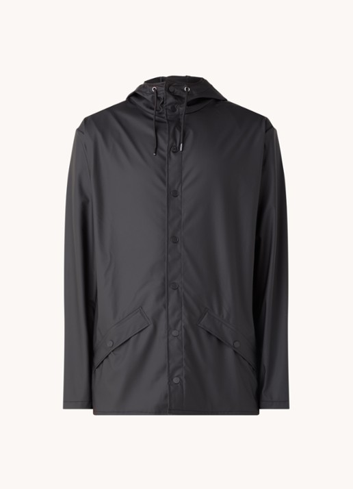 Rains Regenjas met klepzakken en capuchon - voorkant 3 zwart