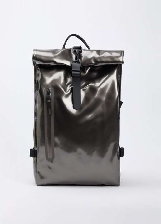 Rains Rolltop Large rugzak met 16 inch laptop vak en waterafstotende coating  - voorkant 3 grijs