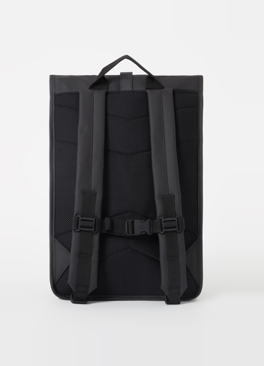 Rains Rolltop rugzak met laptopvak - achterkant 3 zwart