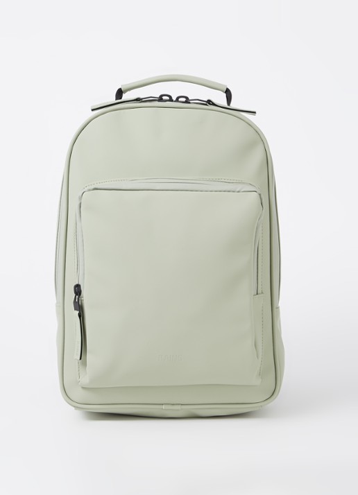 Rains Rugzak met 12 inch laptopvak en waterafstotende coating - voorkant 2 lindegroen