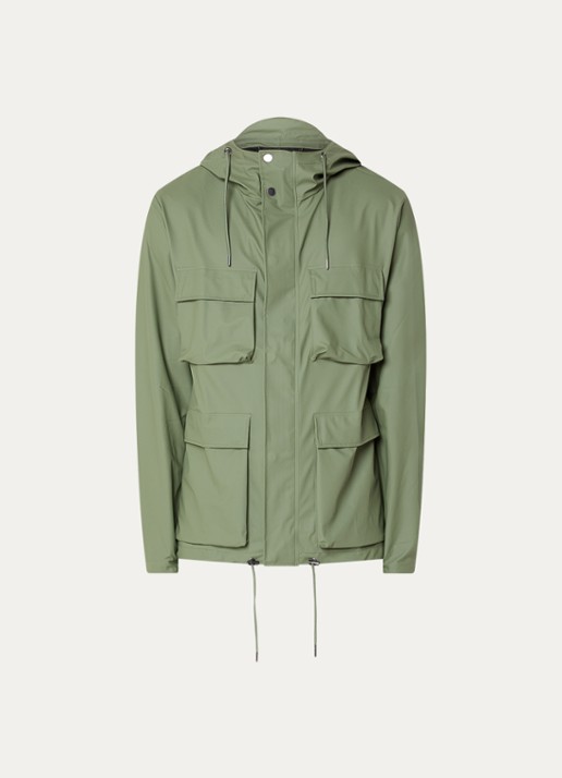Rains Softshell jack met capuchon - voorkant legergroen