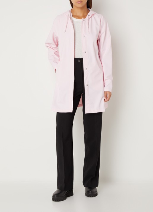Rains String W parka met capuchon en trekkoord - voorkant 4 roze