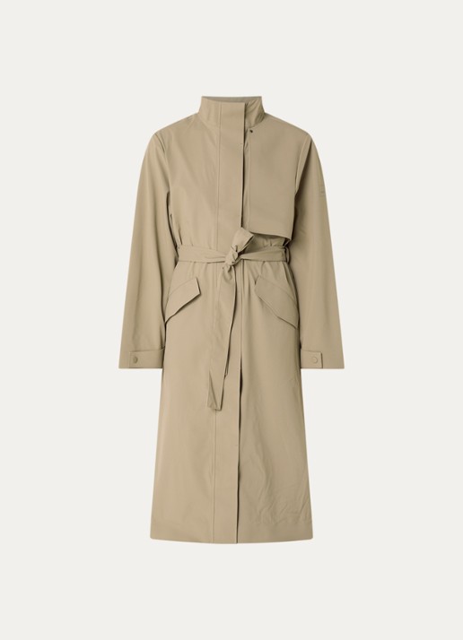 Rains Suv regenjas met strikceintuur en capuchon - voorkant khaki