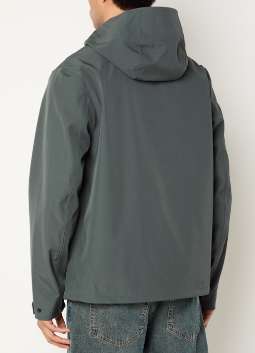 Rains Suva softshell jack met capuchon - achterkant 2 donkergrijs