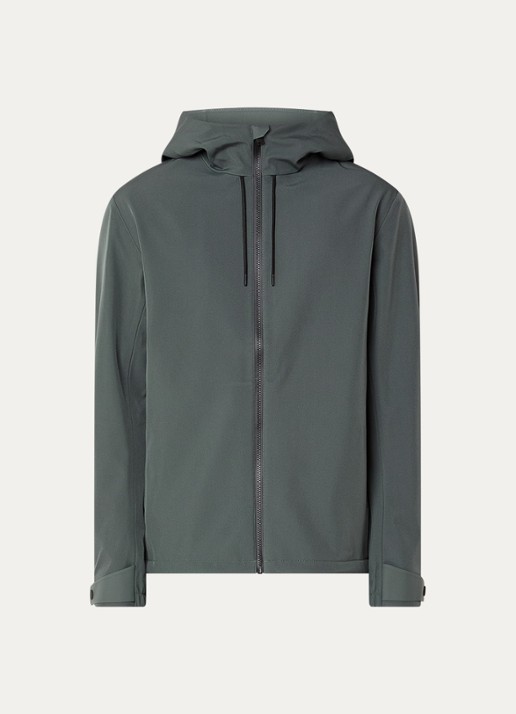Rains Suva softshell jack met capuchon - voorkant 3 donkergrijs