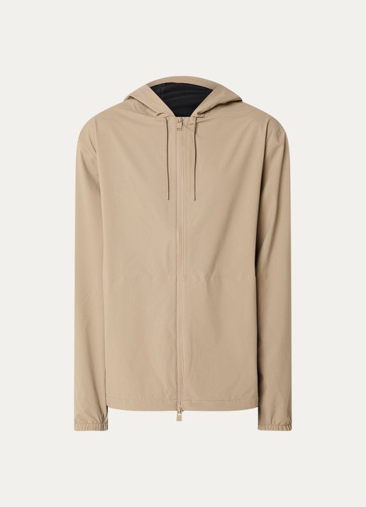 Rains Suva softshell jack met capuchon - voorkant beige