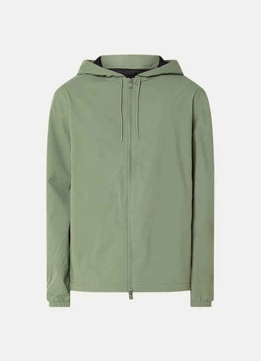 Rains Suva softshell jack met capuchon - voorkant 2 groen