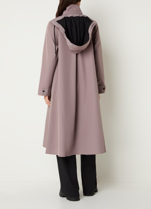 Rains Suva softshell jas met capuchon en steekzakken - achterkant 2 lichtbruin