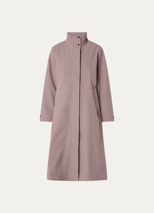 Rains Suva softshell jas met capuchon en steekzakken - voorkant 3 lichtbruin