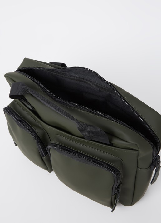 Rains Texel Tech businesstas met 15 inch laptopvak - detail 3 legergroen