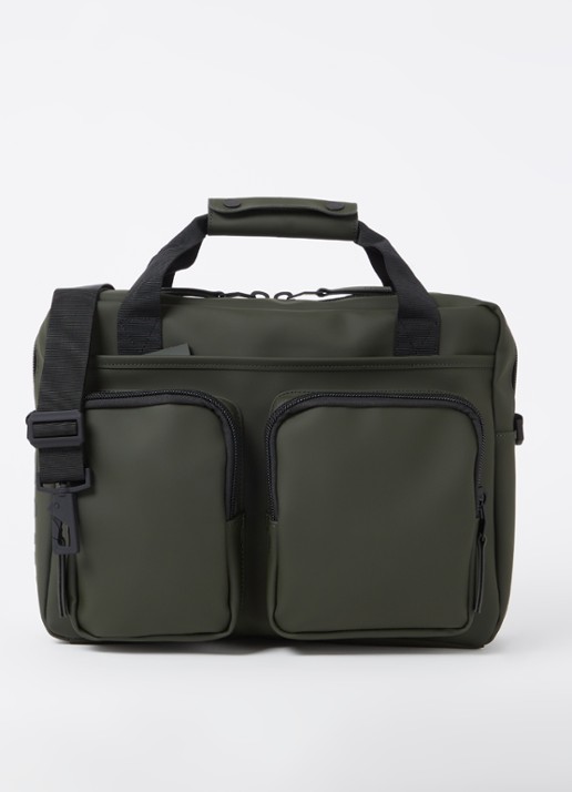 Rains Texel Tech businesstas met 15 inch laptopvak - voorkant 2 legergroen
