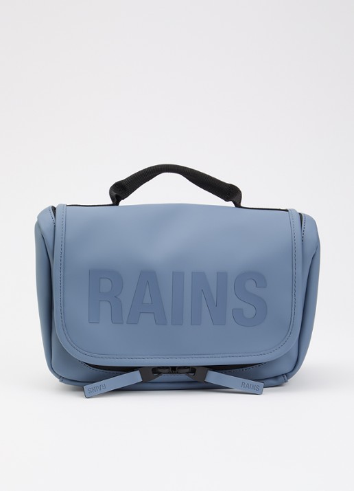 Rains Texel toilettas met waterafstotende coating en logo - voorkant staalblauw