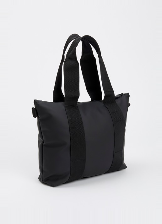 Rains Tote Micro W3 schoudertas met afneembare schouderriem en waterafstotende coating - achterkant 3 zwart