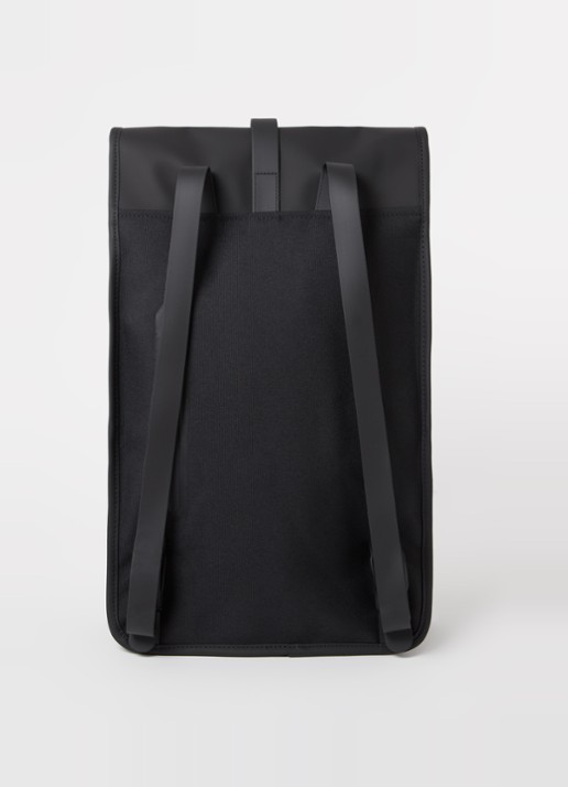 Rains Trail rugzak met 15 inch laptopvak en waterafstotende coating - achterkant 2 zwart