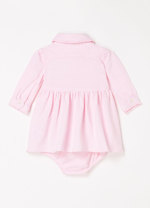 Ralph Lauren A-lijn jurk met logoborduring en bloomer - achterkant lichtroze