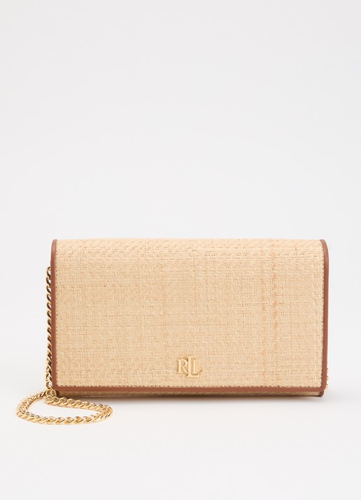 Ralph Lauren Adair II clutch van raffia met leren details