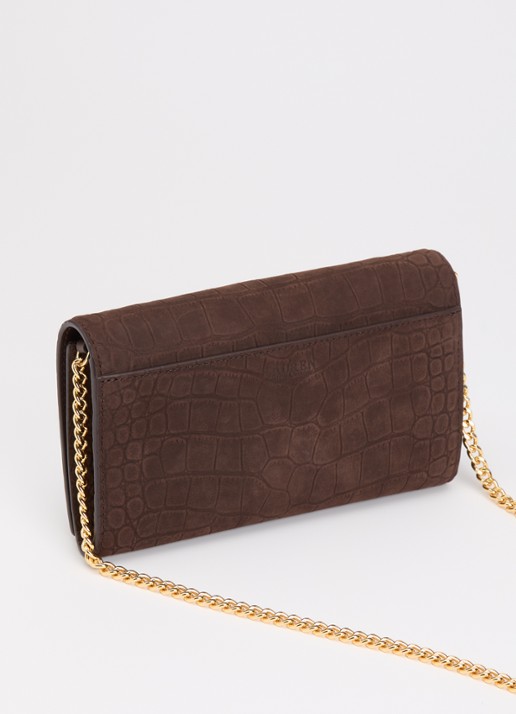 Ralph Lauren Adarr II clutch met crocostructuur - achterkant 3 lichtbruin