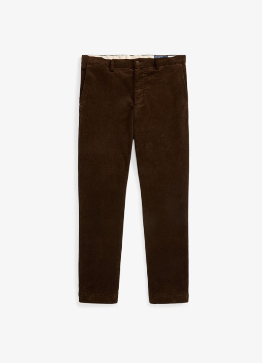Ralph Lauren Andover slim fit corduroy broek met steekzakken - voorkant 2 cooper brown / bruin