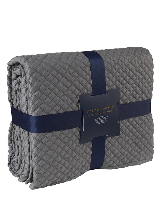Ralph Lauren Argyle bedsprei 275 x 235 cm - achterkant antraciet