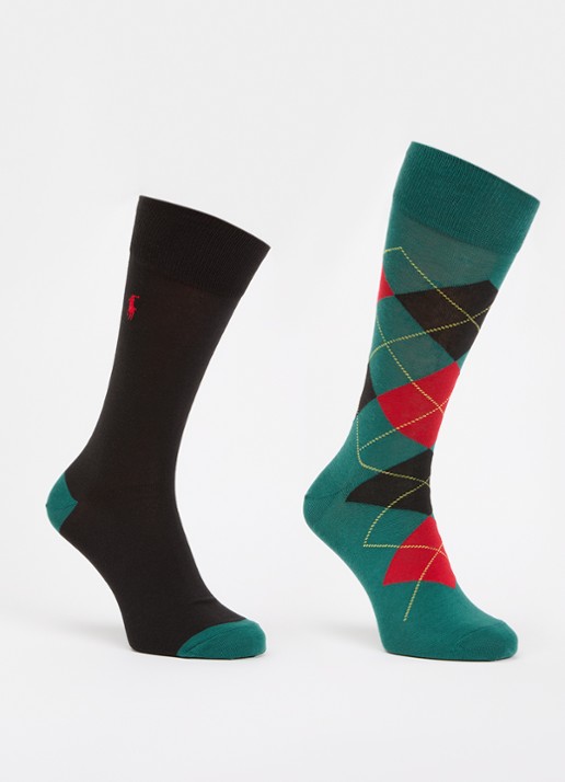 Ralph Lauren Argyle Crew sokken met logoborduring in 2-pack