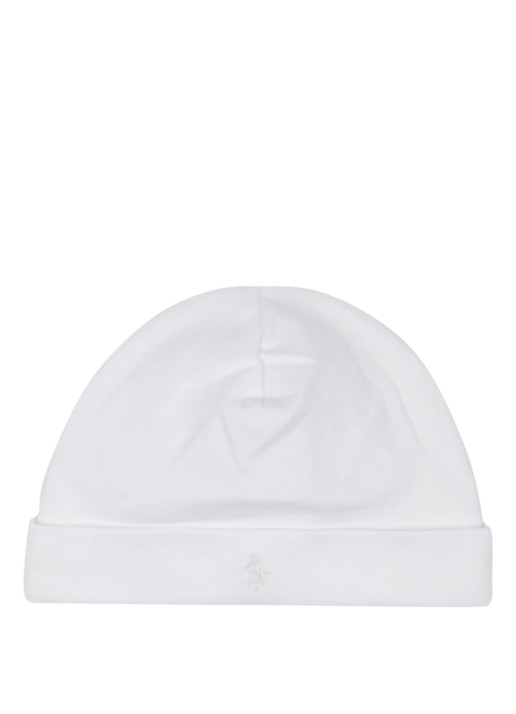 Ralph Lauren Babymuts met logo - voorkant wit