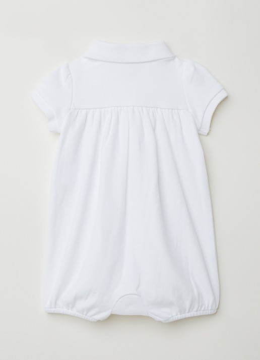 Ralph Lauren Babypak met pofmouw en logoborduring - voorkant 2 wit