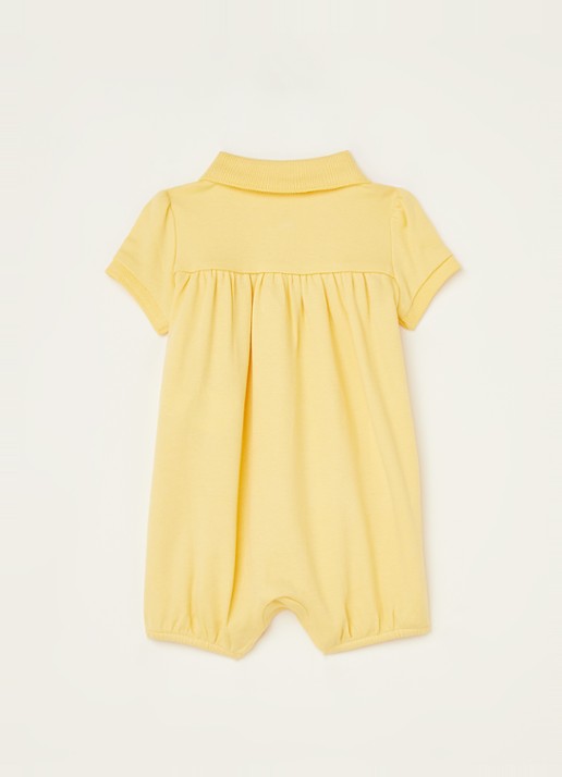Ralph Lauren Babypak met pofmouw en logoborduring - voorkant 2 geel