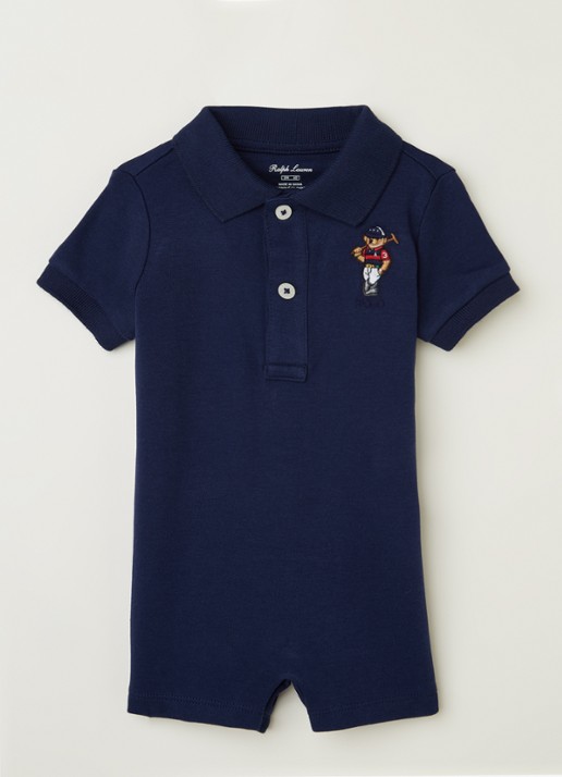 Ralph Lauren Babypak met polokraag en borduring - voorkant donkerblauw