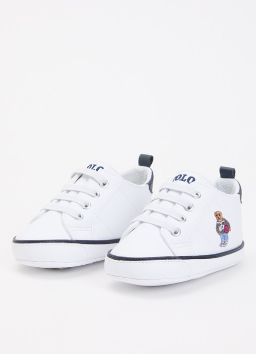 Ralph Lauren Babyschoentje met borduring  - voorkant 2 wit