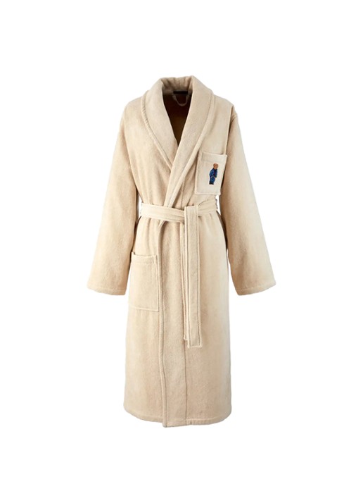 Ralph Lauren Badjas met borduring - voorkant beige