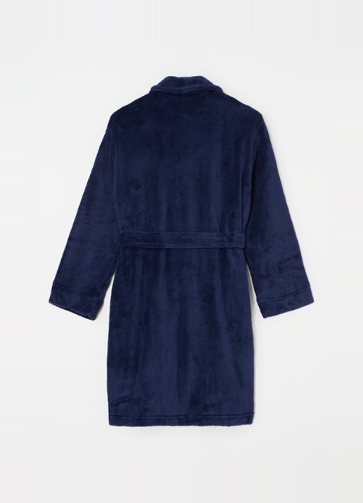 Ralph Lauren Badjas met logoborduring en opgestikte zakken - achterkant 3 donkerblauw