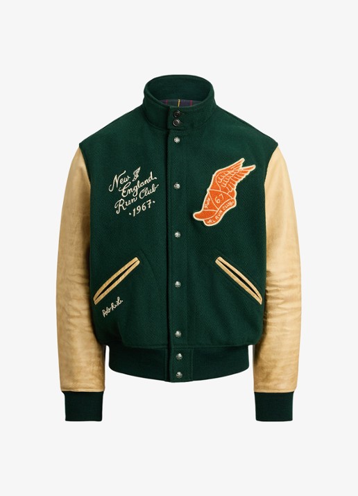 Ralph Lauren Baseball jack met logo- en backprint - voorkant churchill green / groen