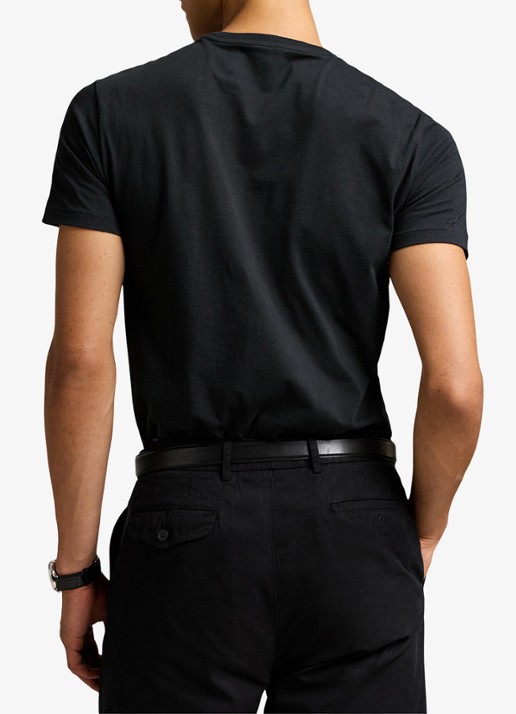 Ralph Lauren Basic T-shirt met logoborduring - achterkant 3 rl black / zwart