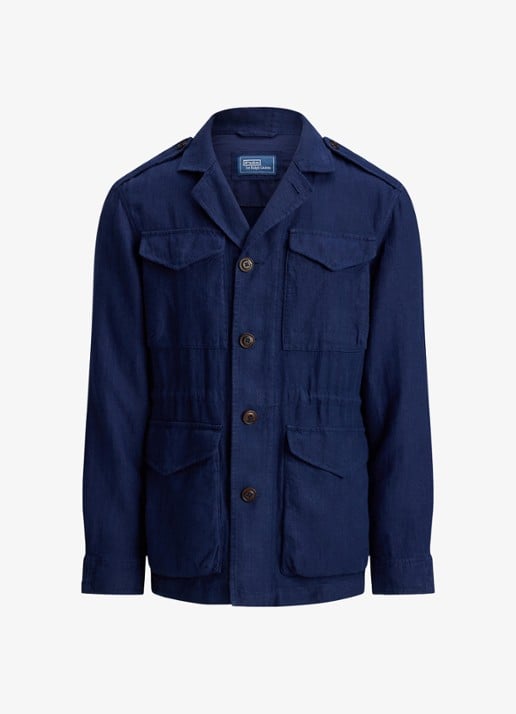 Ralph Lauren Baystones jack van linnen met opgestikte zakken - voorkant 4 newport navy / donkerblauw