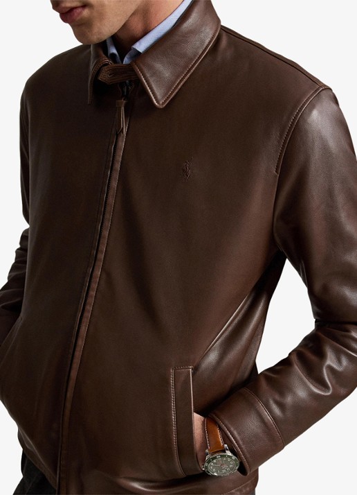 Ralph Lauren Bayville jack van lamsleer met steekzakken - detail 3 bison brown / bruin