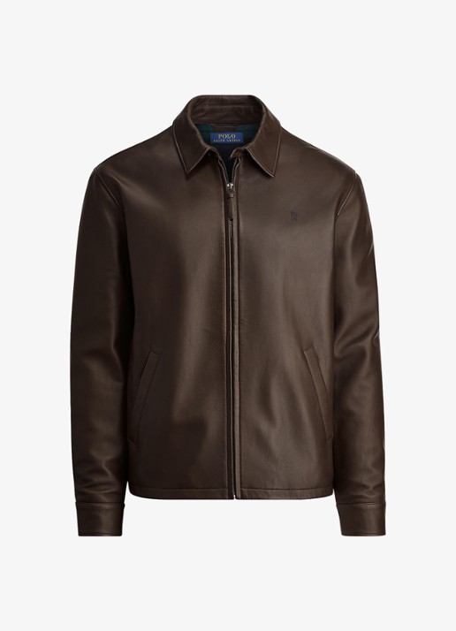 Ralph Lauren Bayville jack van lamsleer met steekzakken - voorkant 4 bison brown / bruin