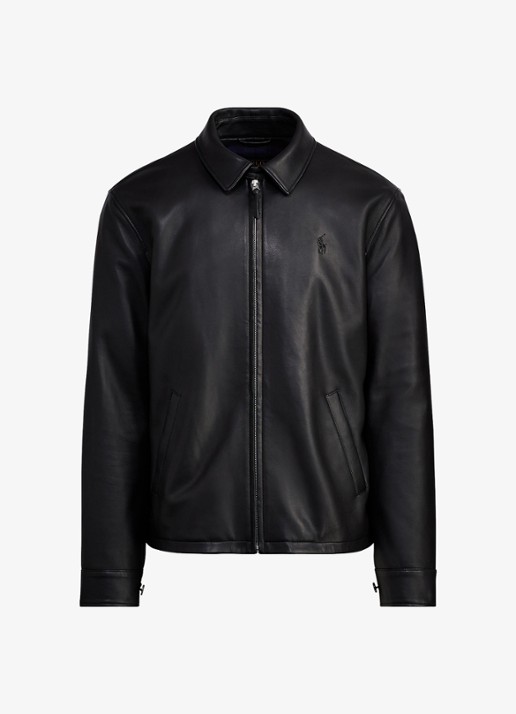 Ralph Lauren Bayville jack van lamsleer met steekzakken - voorkant polo black
