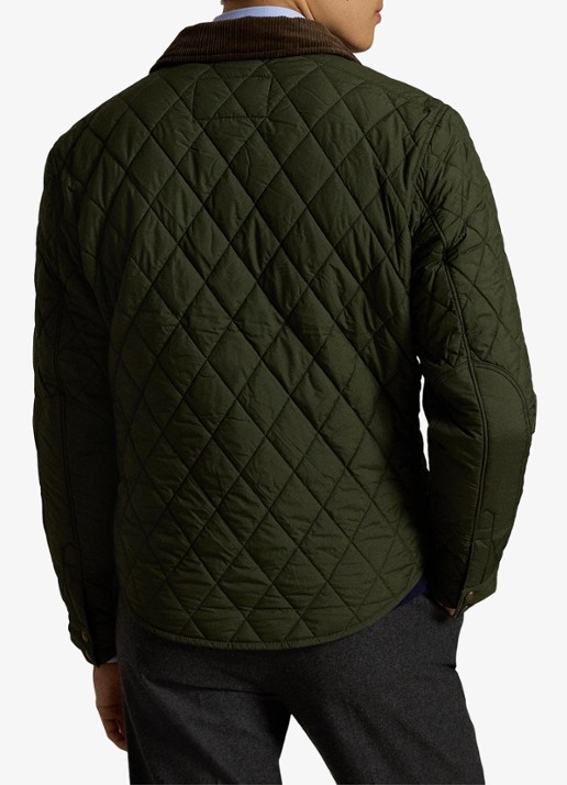 Ralph Lauren Beaton gewatteerd jack met details van corduroy - achterkant 3 company olive / olijfgroen
