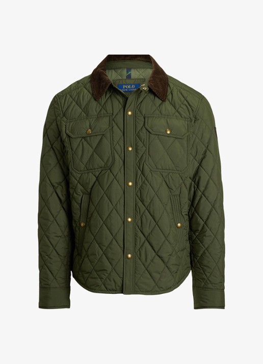 Ralph Lauren Beaton gewatteerd jack met details van corduroy - voorkant 4 company olive / olijfgroen