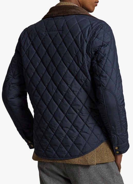 Ralph Lauren Beaton gewatteerd jack met details van corduroy - achterkant 5 college navy / donkerblauw