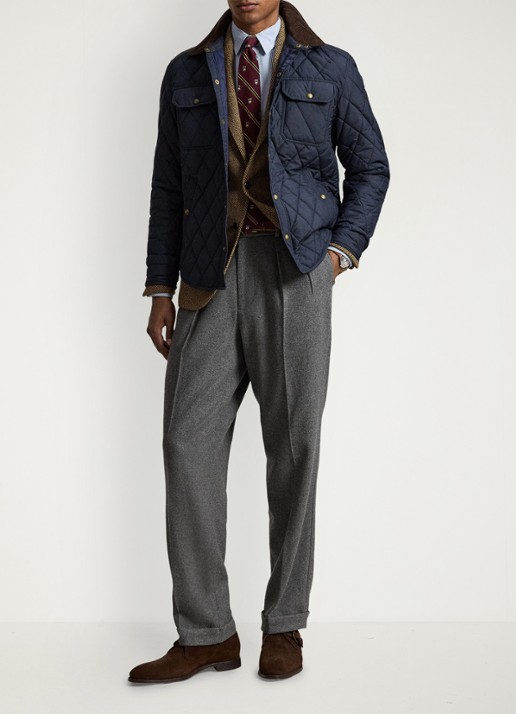 Ralph Lauren Beaton gewatteerd jack met details van corduroy - detail college navy / donkerblauw